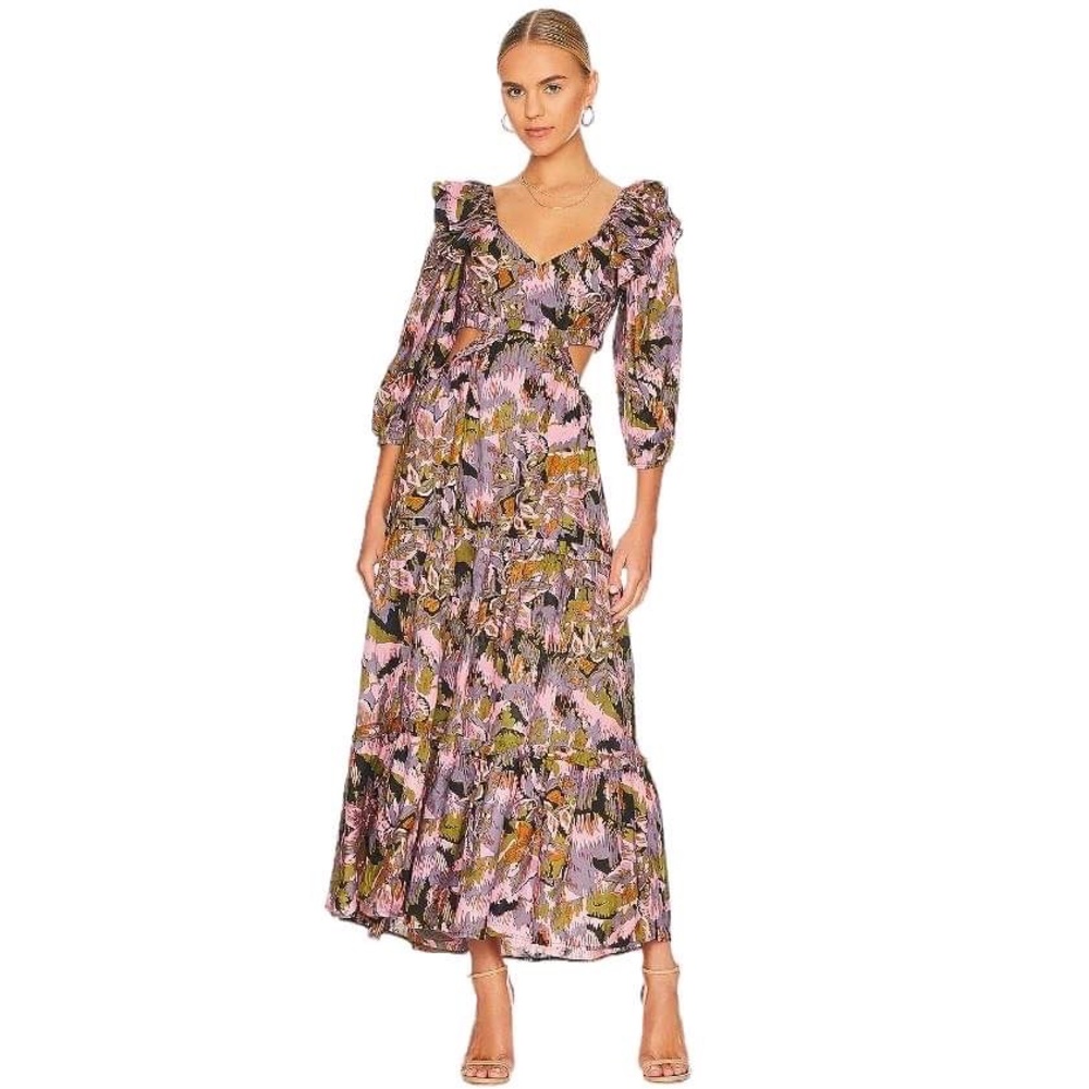 Cleobella Paris Ankle Dress in Tapestry Print Size Medium